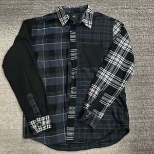 uniqlo blue patterned flannel